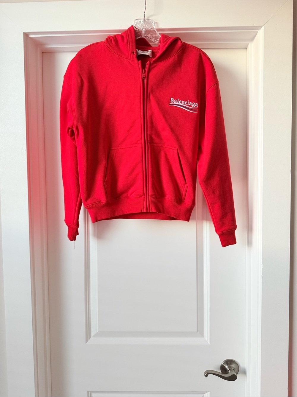 brand new with tags Balenciaga Women’s Cropped Red Zip-Up Hoodie Sweatshirt